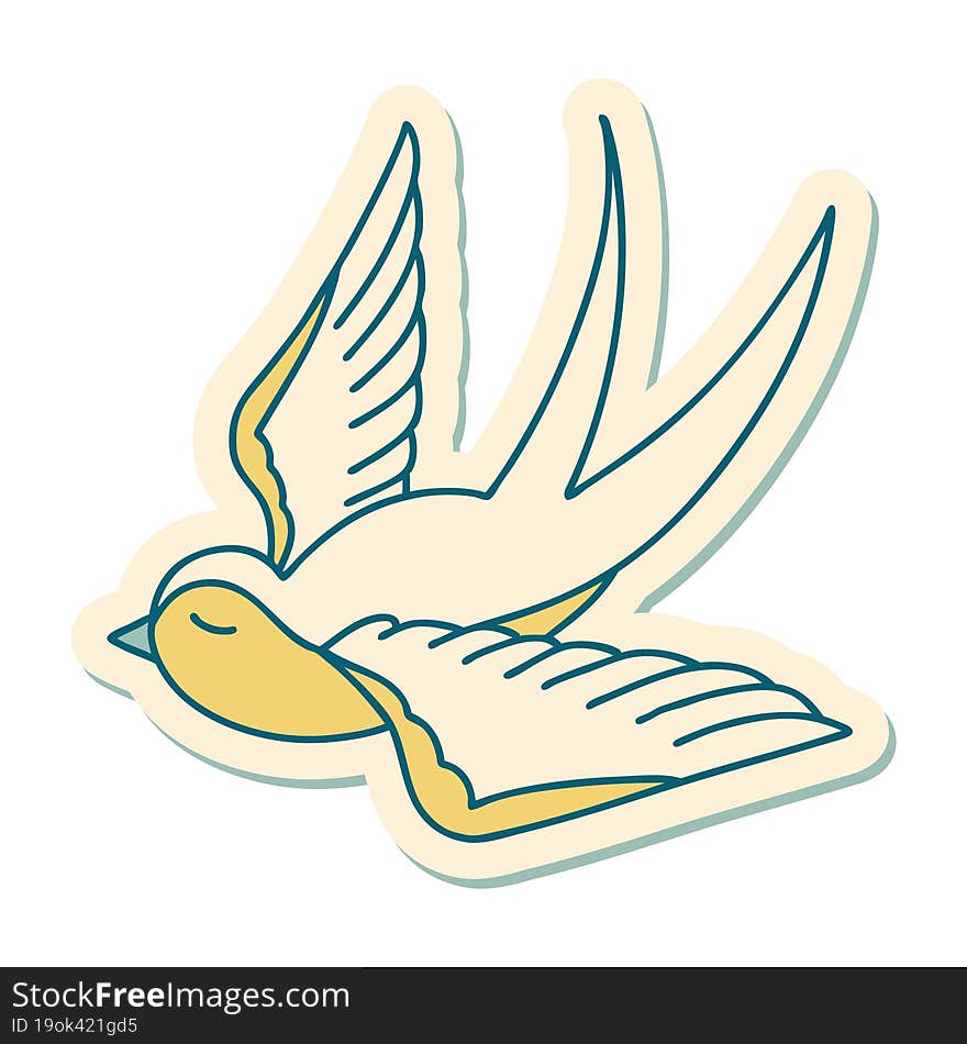 tattoo style sticker of a swallow