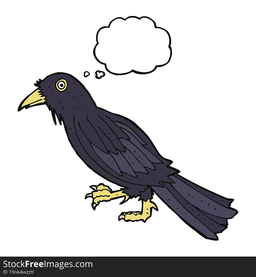 cartoon crow with thought bubble