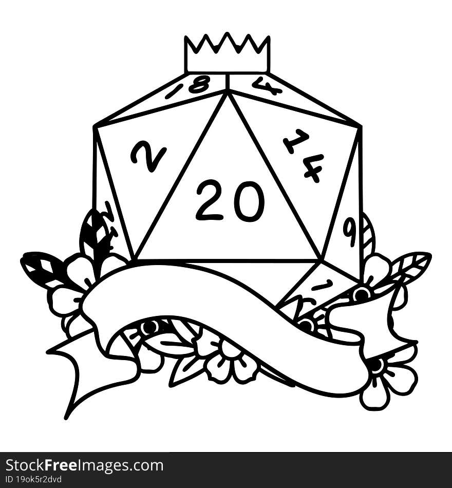 natural twenty D20 dice roll illustration