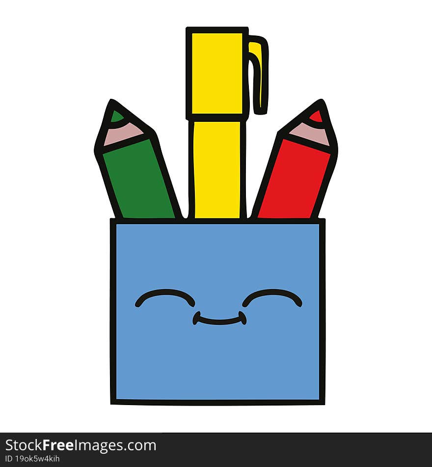 cute cartoon of a pencil pot. cute cartoon of a pencil pot