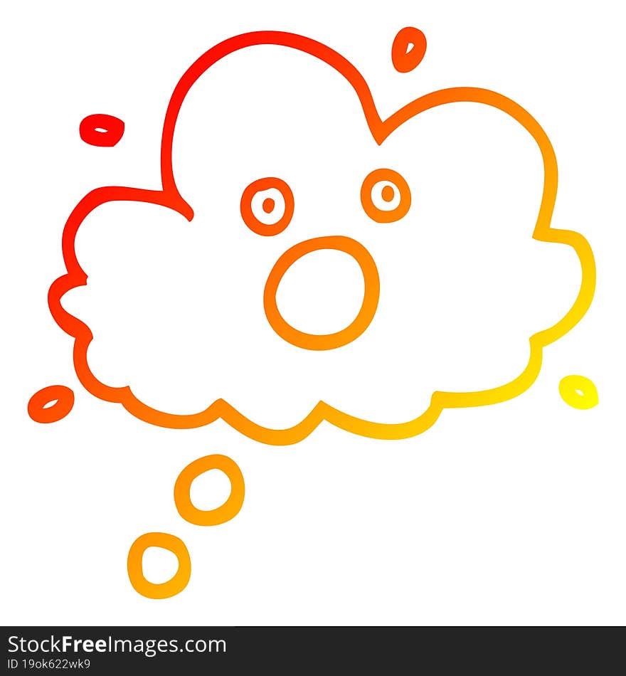 warm gradient line drawing cartoon screaming thought cloud