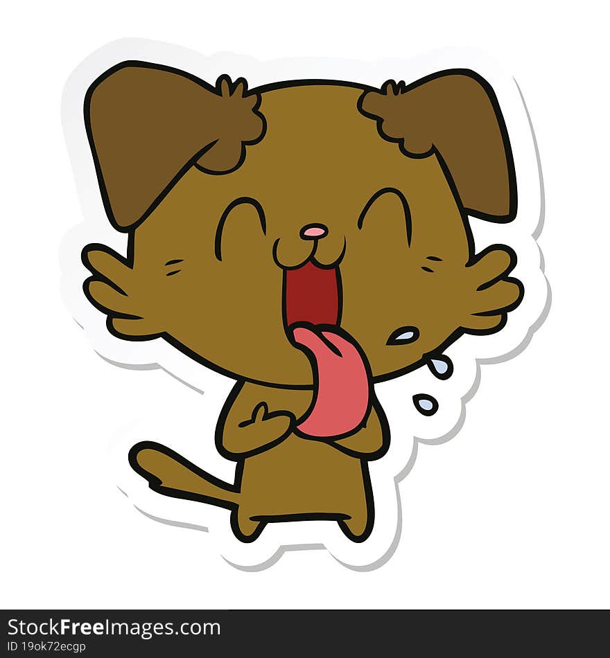 sticker of a cartoon panting dog