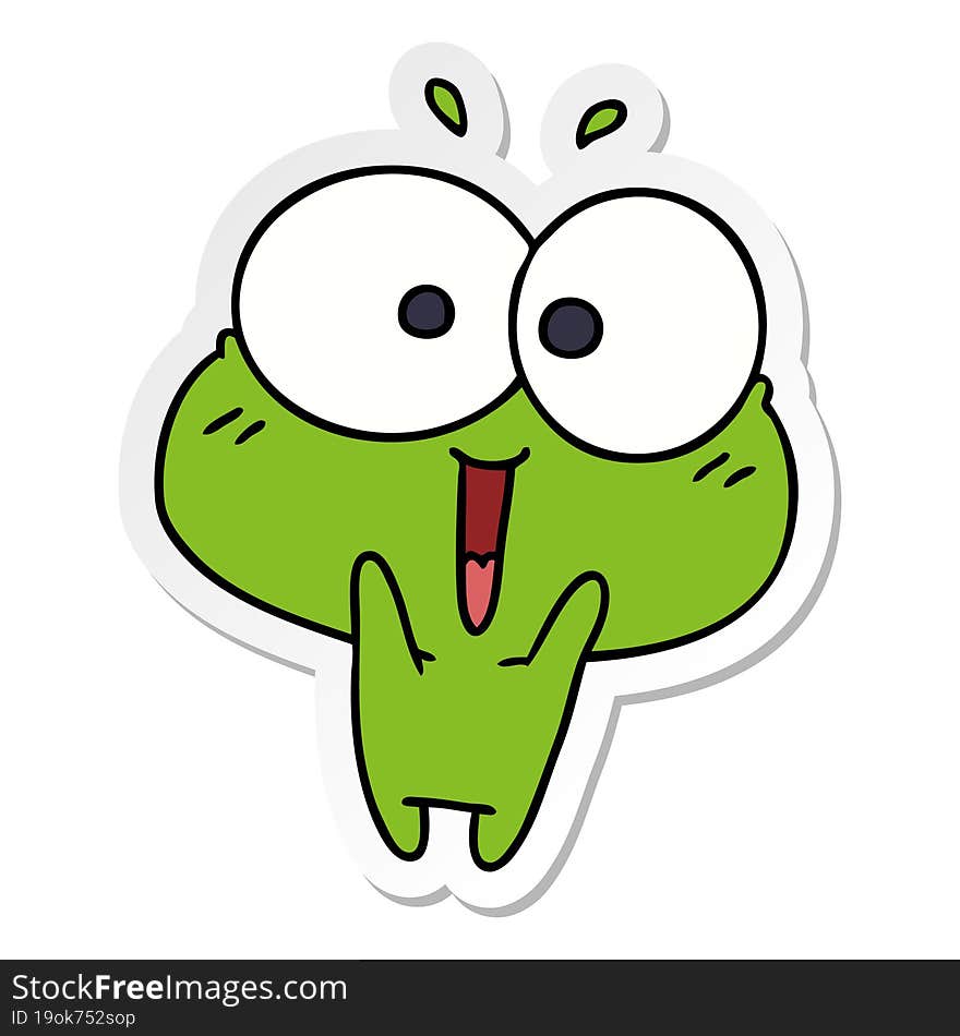 sticker cartoon illustration kawaii excited cute frog. sticker cartoon illustration kawaii excited cute frog