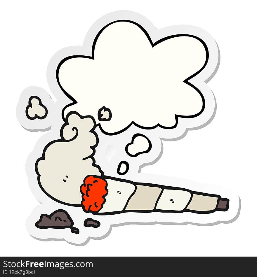 cartoon cigarette and thought bubble as a printed sticker