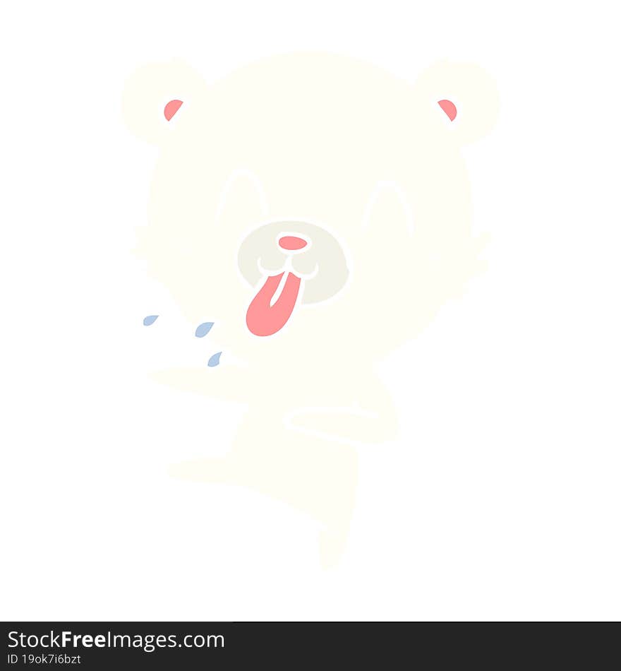 Rude Flat Color Style Cartoon Dancing Polar Bear Sticking Out Tongue