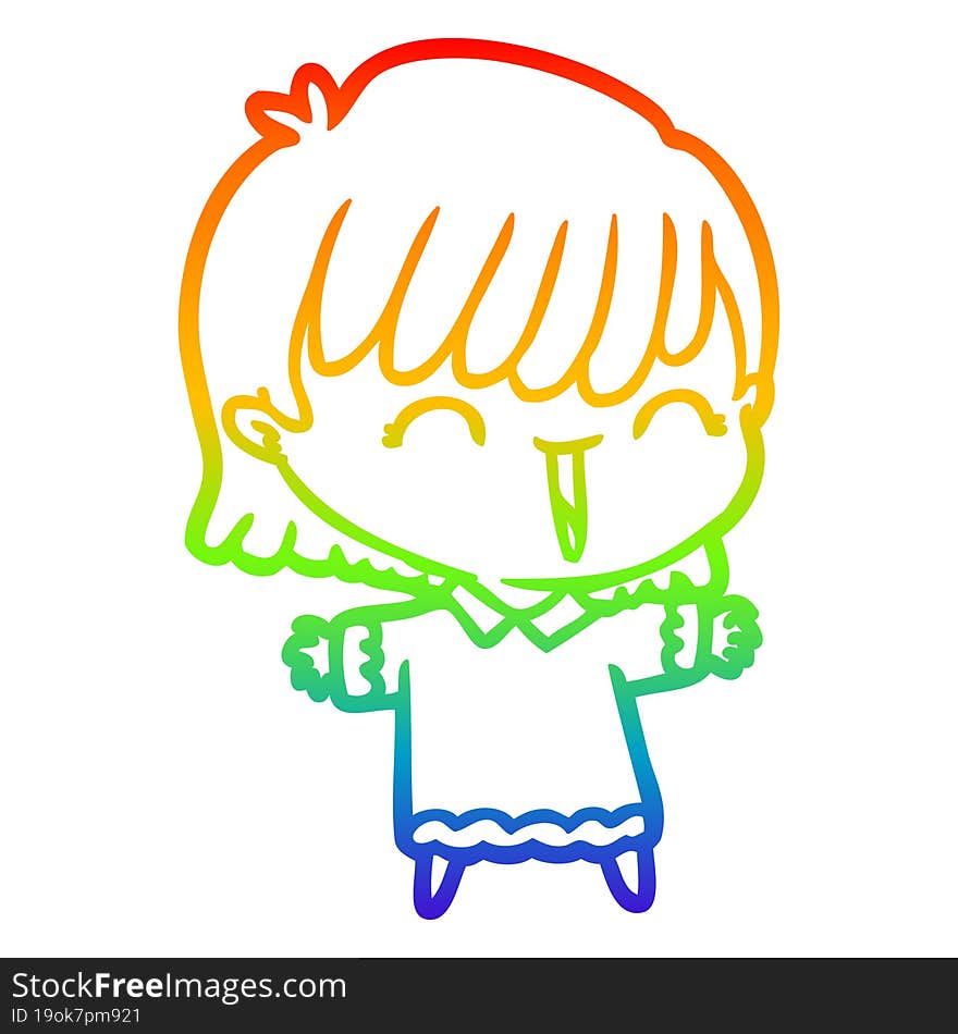 rainbow gradient line drawing of a cartoon woman