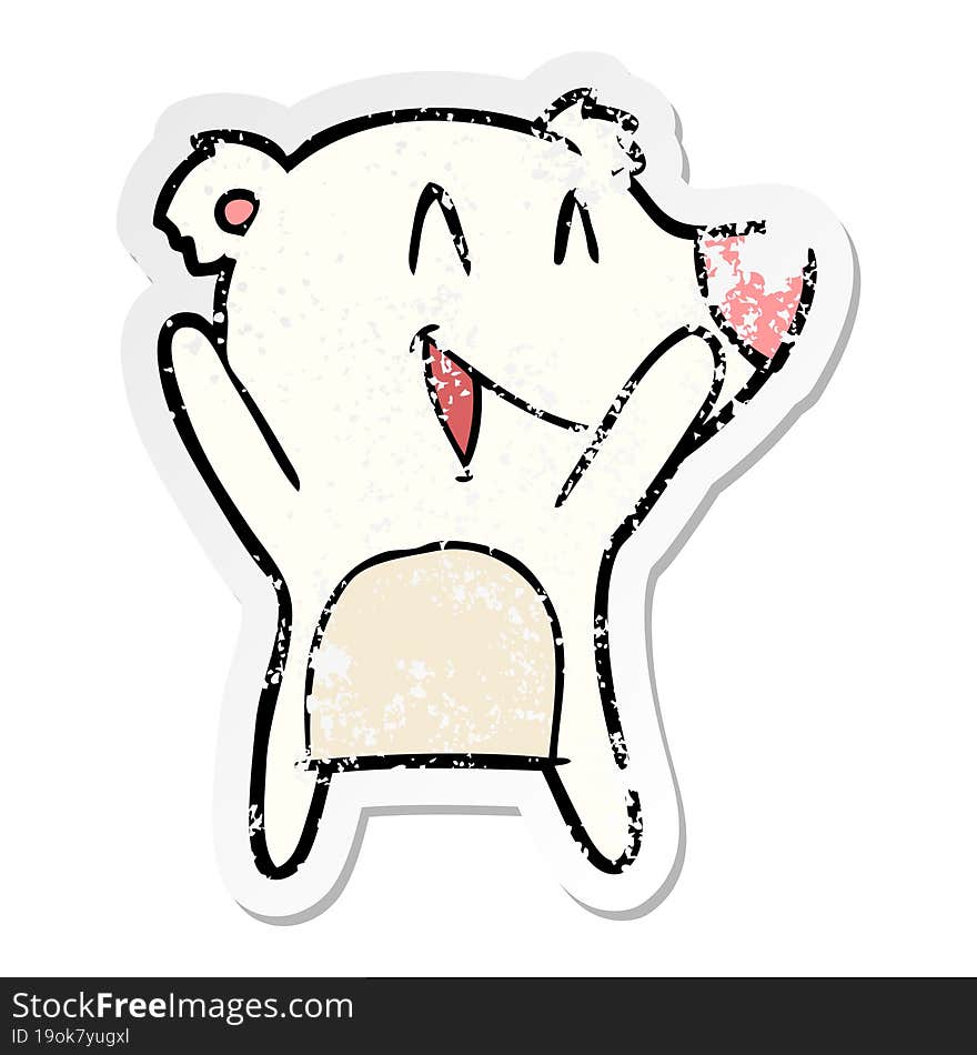 Distressed Sticker Of A Laughing Polar Bear Cartoon