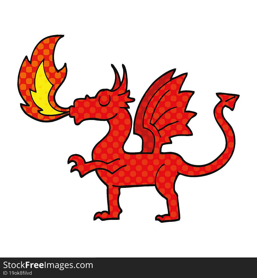 Comic Book Style Cartoon Red Dragon