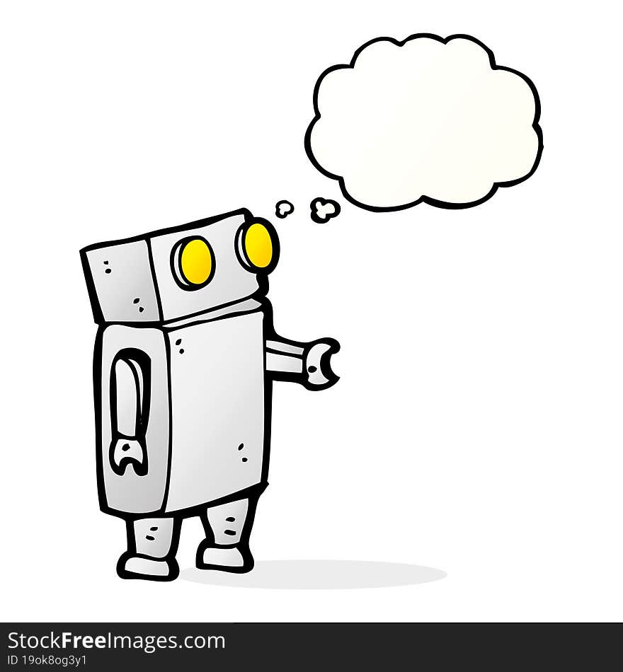 cartoon robot with thought bubble