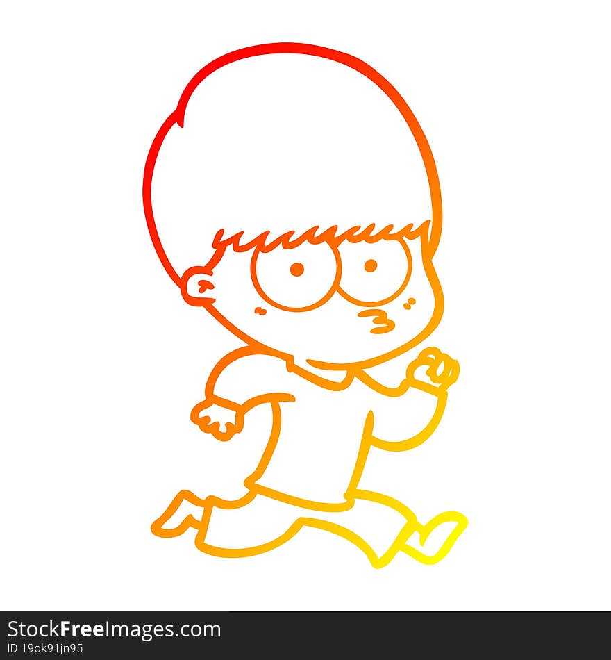 Warm Gradient Line Drawing Nervous Cartoon Boy