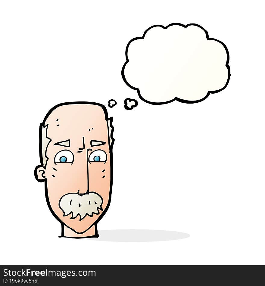 Cartoon Annnoyed Old Man With Thought Bubble