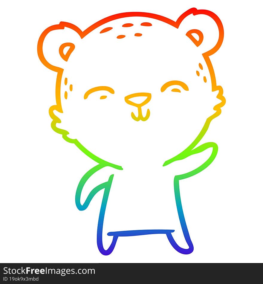 rainbow gradient line drawing happy cartoon bear