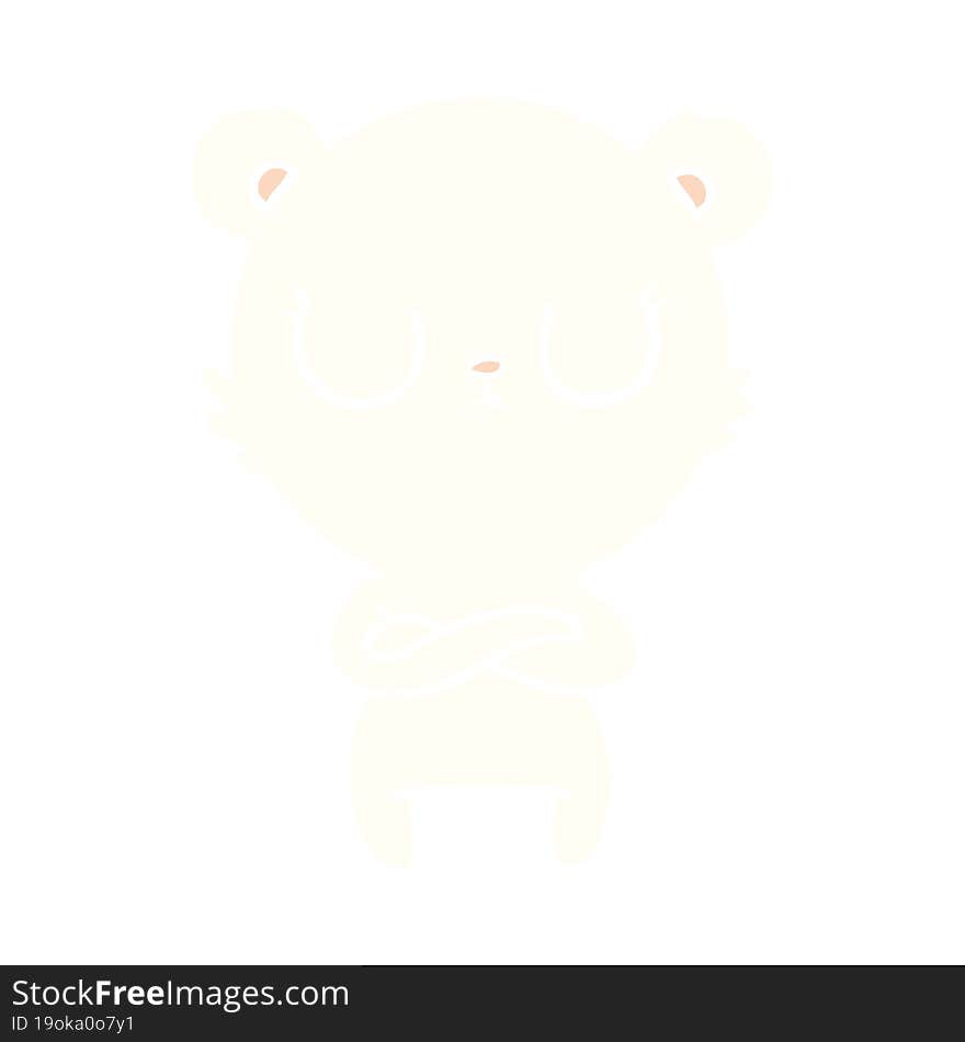 peaceful flat color style cartoon polar bear