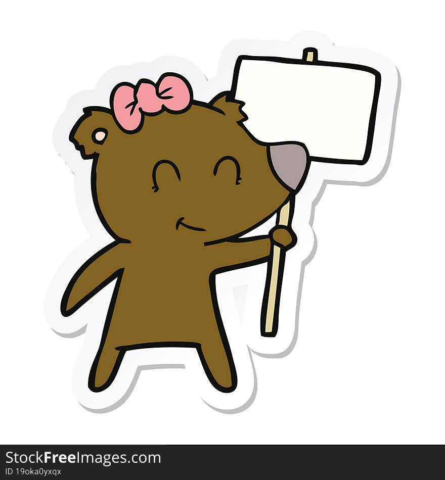 sticker of a female bear cartoon