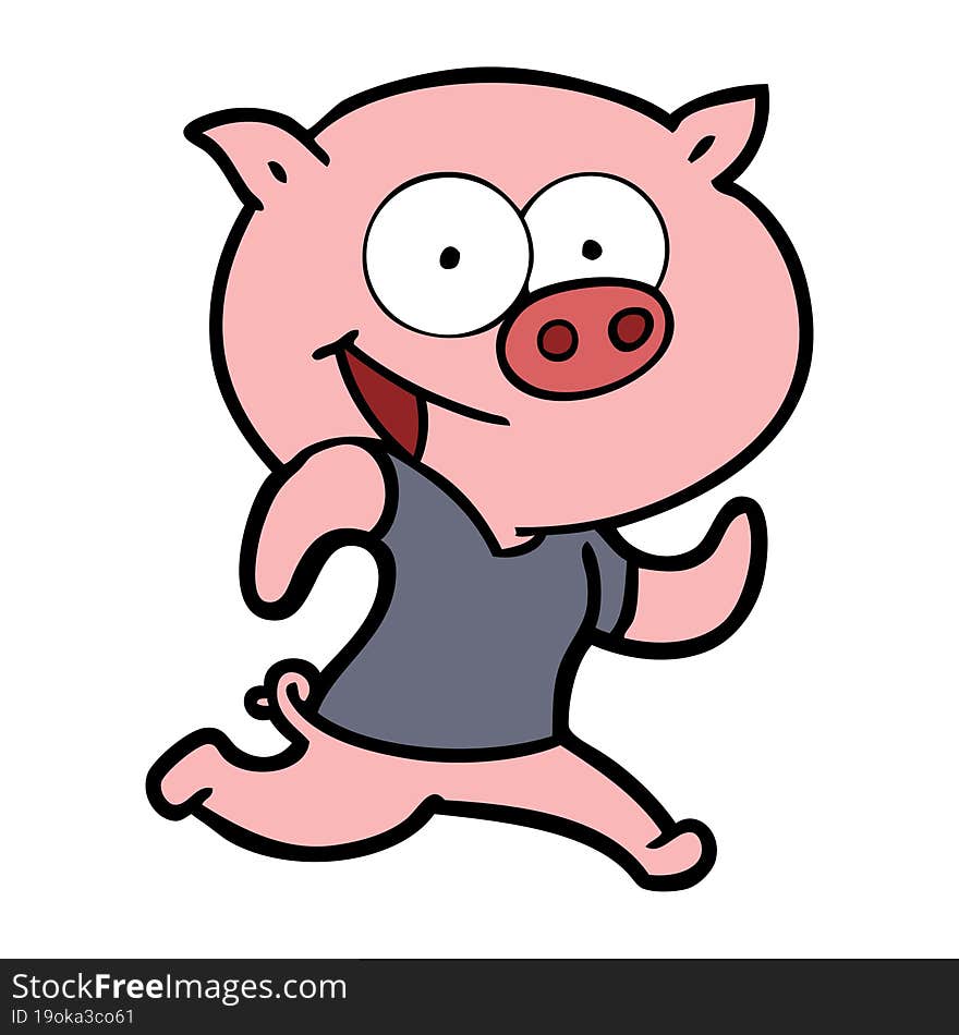 cheerful pig exercising cartoon. cheerful pig exercising cartoon