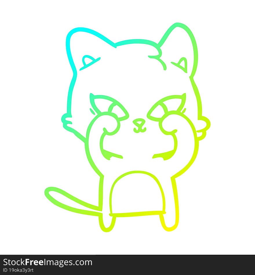 Cold Gradient Line Drawing Cute Cartoon Cat