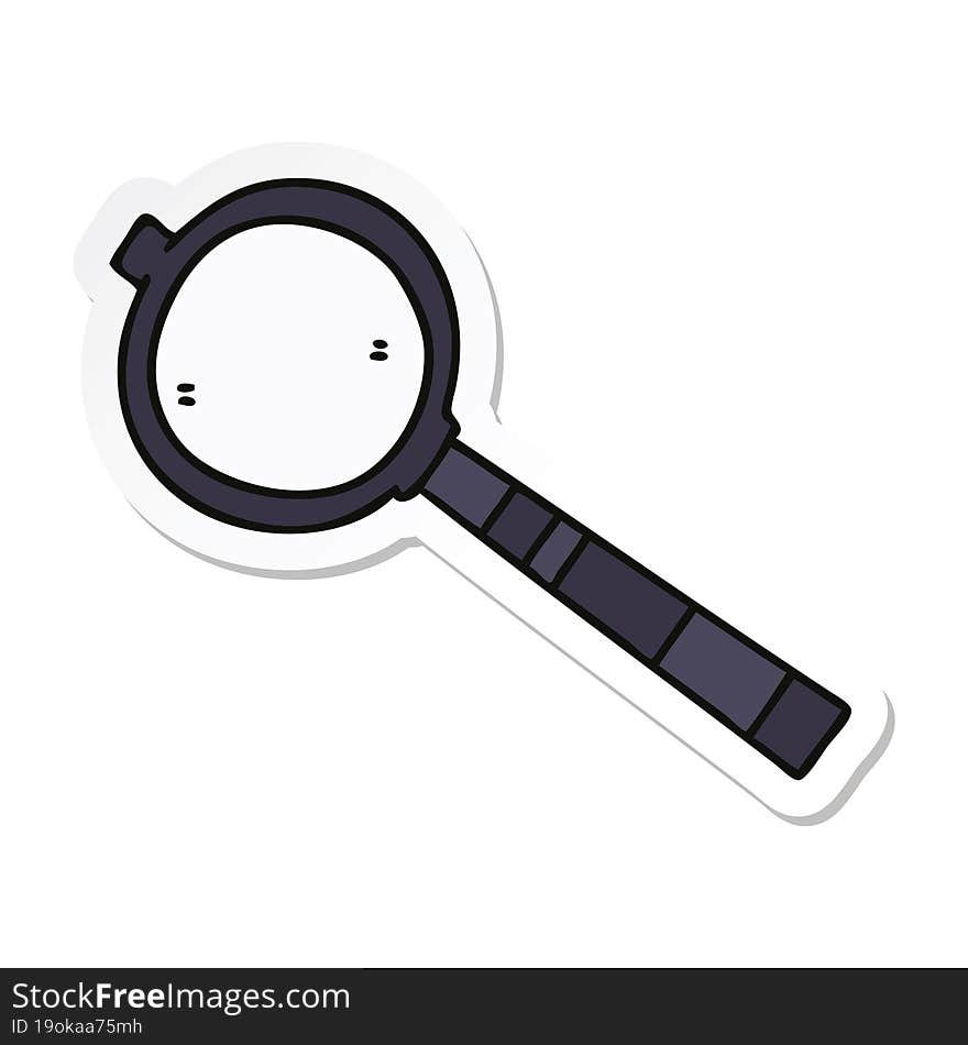 Sticker Of A Quirky Hand Drawn Cartoon Magnifying Glass