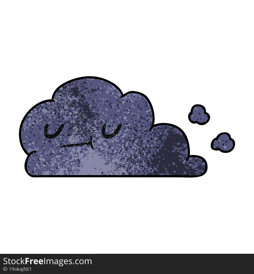 textured cartoon of kawaii happy cloud