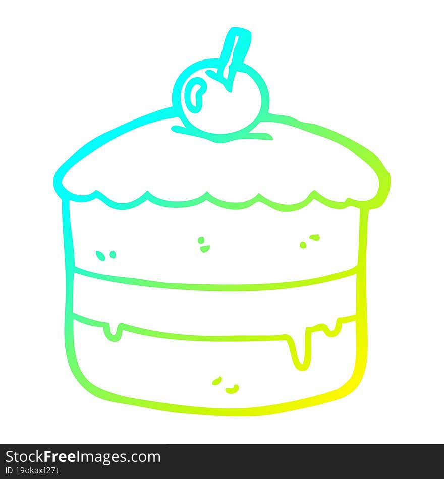 Cold Gradient Line Drawing Cartoon Cake