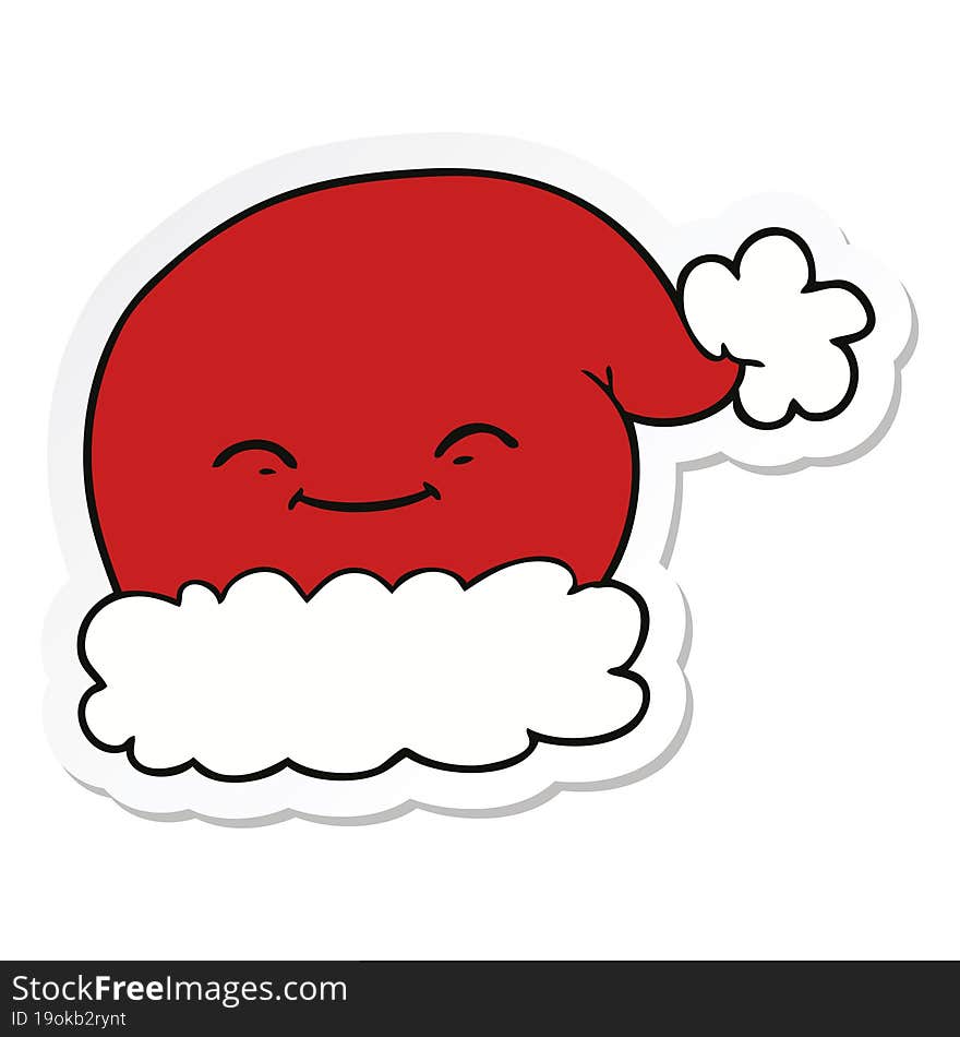 sticker of a cartoon christmas santa hat