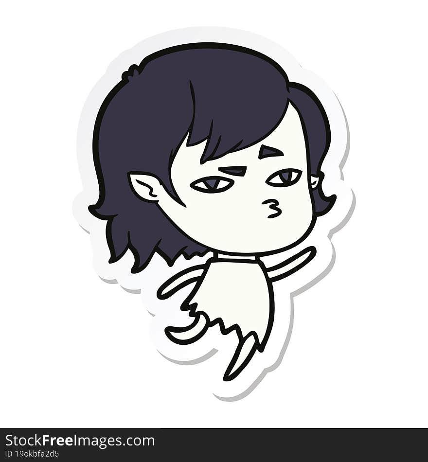 sticker of a cartoon vampire girl