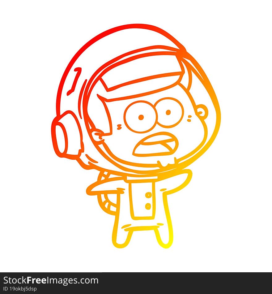 warm gradient line drawing cartoon surprised astronaut