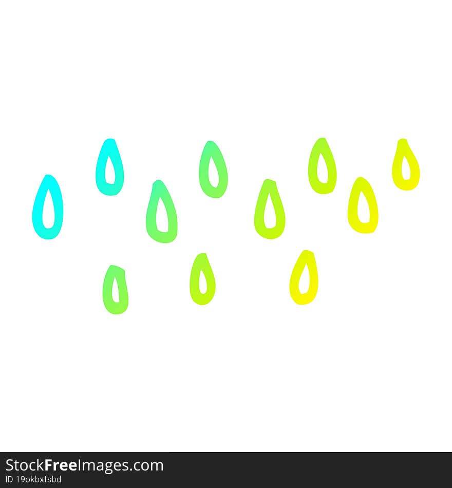 cold gradient line drawing cartoon rain