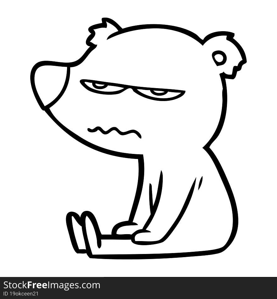 angry bear cartoon sitting. angry bear cartoon sitting