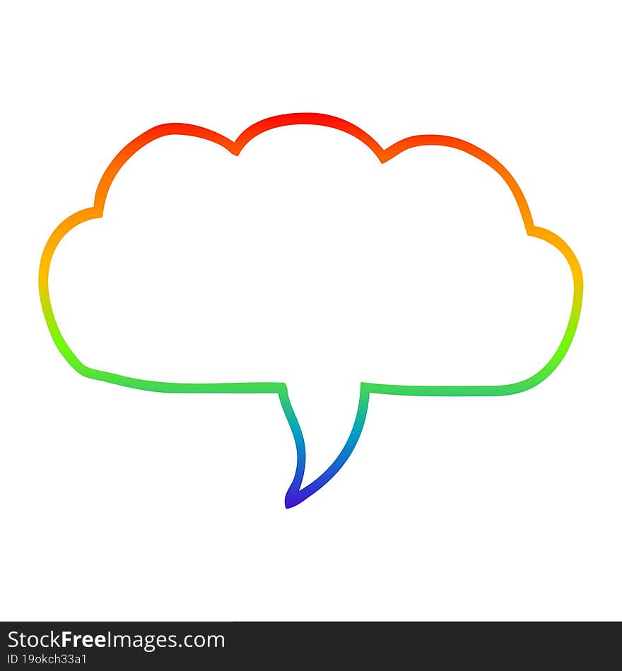 rainbow gradient line drawing cartoon cloud speech bubble