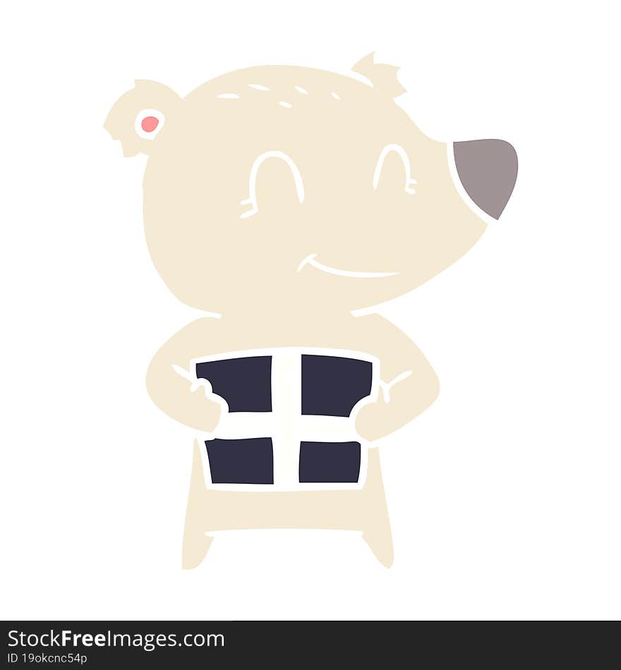 christmas polar bear flat color style cartoon