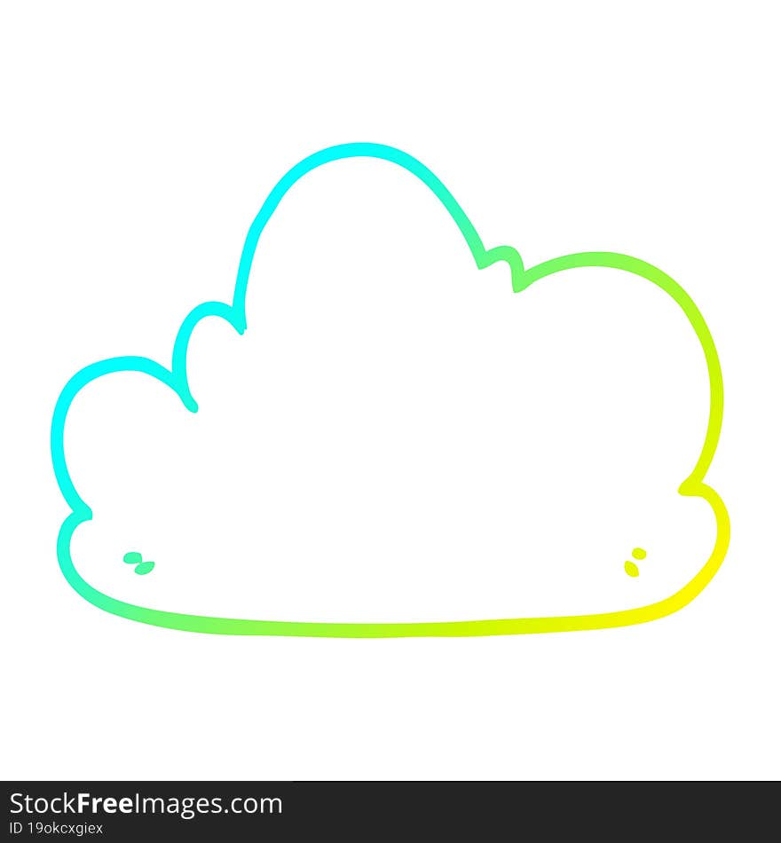 cold gradient line drawing cartoon cloud