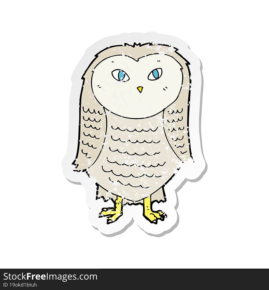 Retro Distressed Sticker Of A Cartoon Owl