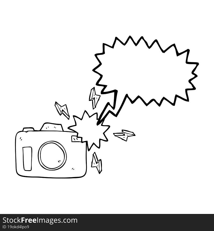 freehand drawn speech bubble cartoon flashing camera