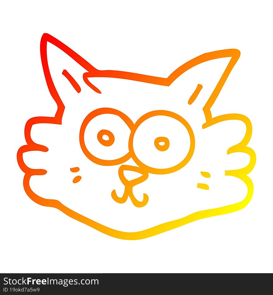 warm gradient line drawing cartoon cat face