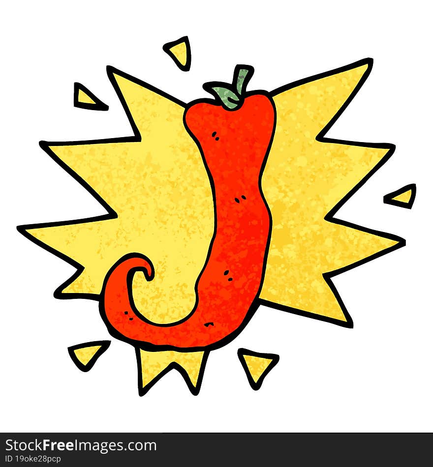 grunge textured illustration cartoon red hot chili