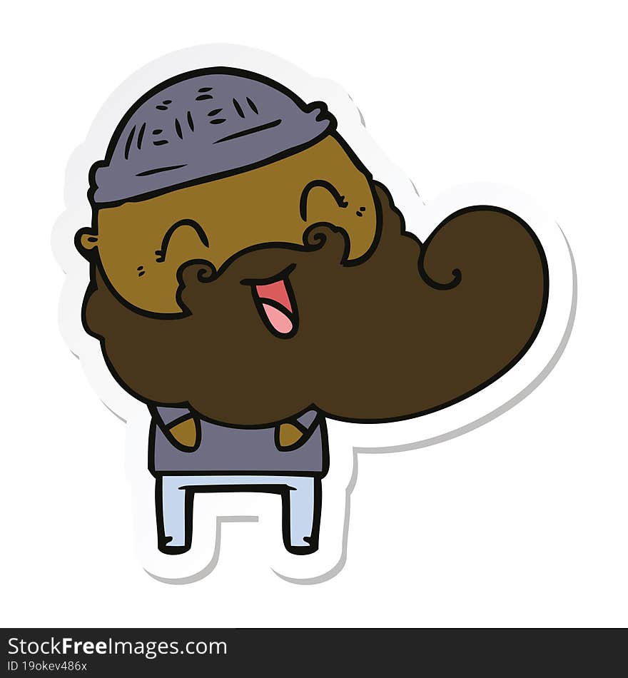 sticker of a happy bearded man