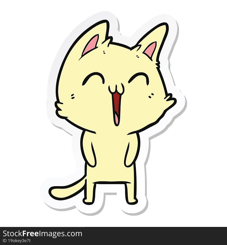 Sticker Of A Happy Cartoon Cat