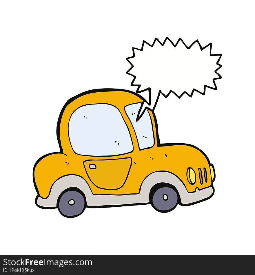 cartoon car with speech bubble