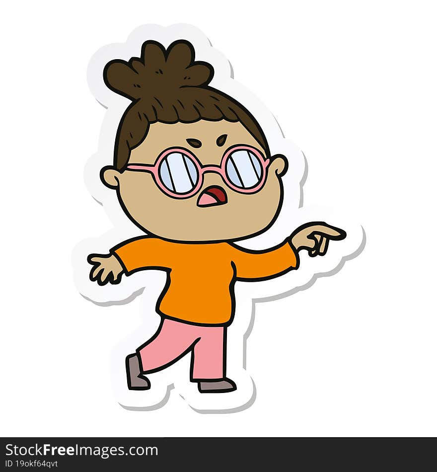 sticker of a cartoon annoyed woman