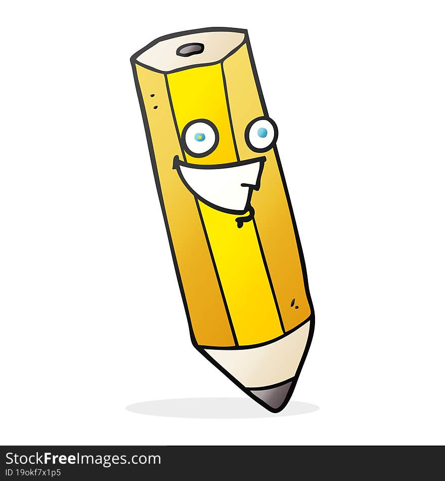 happy freehand drawn cartoon pencil. happy freehand drawn cartoon pencil