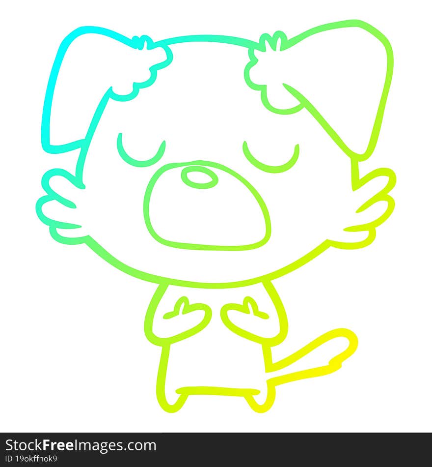 cold gradient line drawing of a cartoon dog