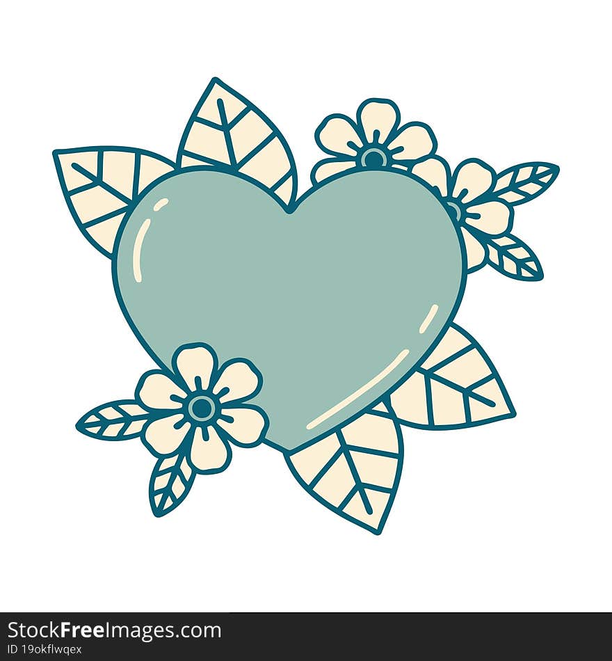 tattoo style icon of a botanical heart