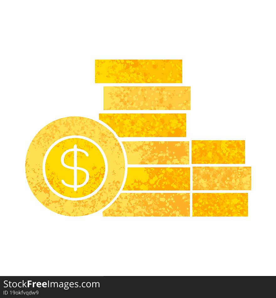 retro illustration style cartoon of a pile of money