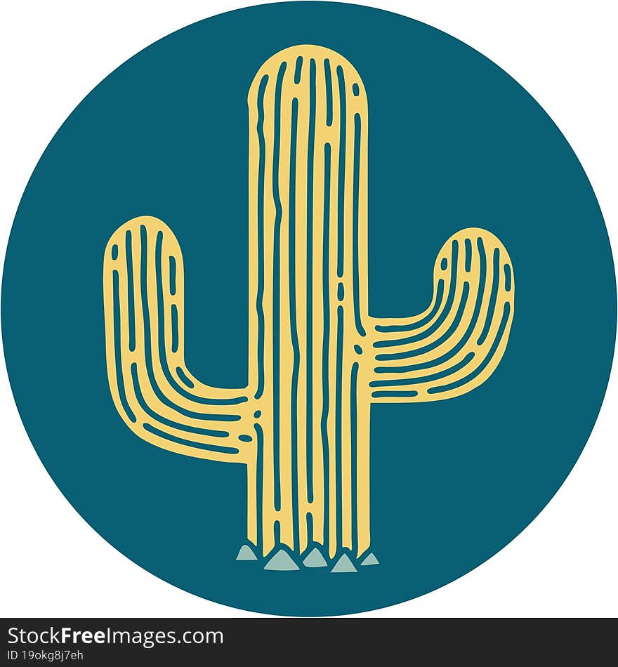 Tattoo Style Icon Of A Cactus