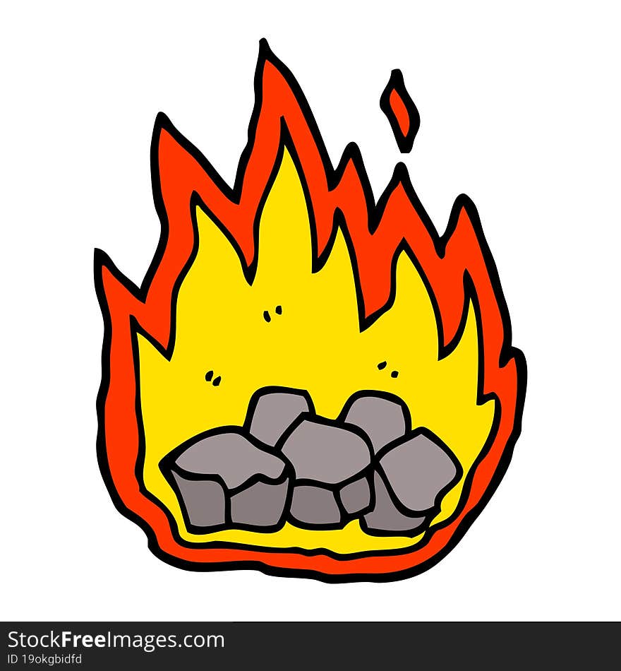 cartoon doodle burning coals