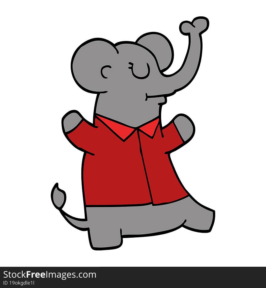 cartoon doodle elephant wearing shirt