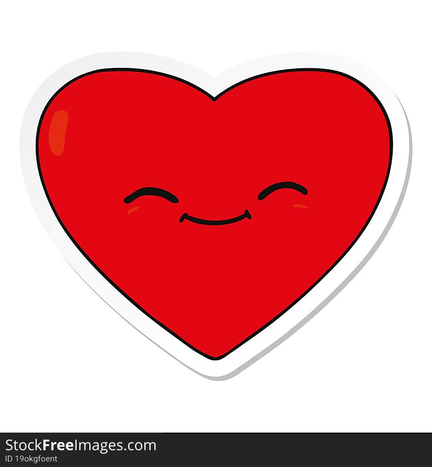 sticker of a cartoon happy love heart