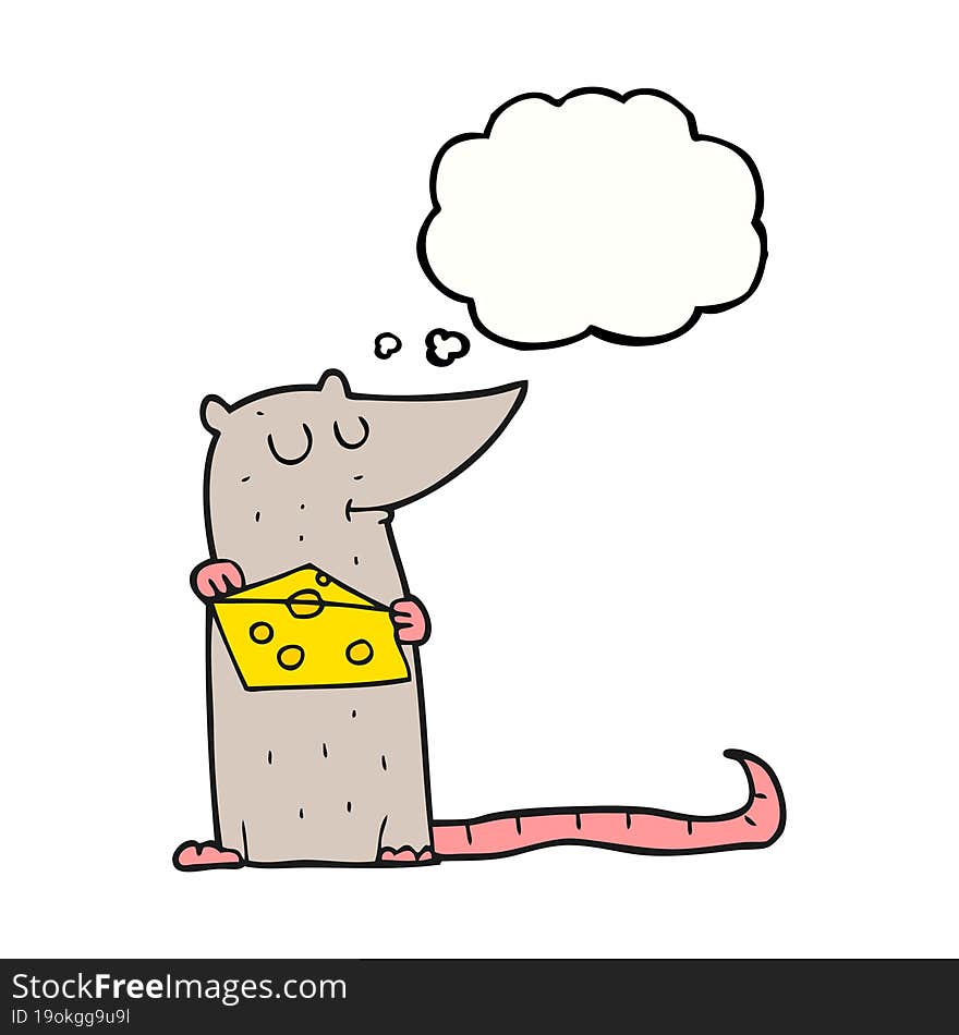 thought bubble cartoon mouse with cheese