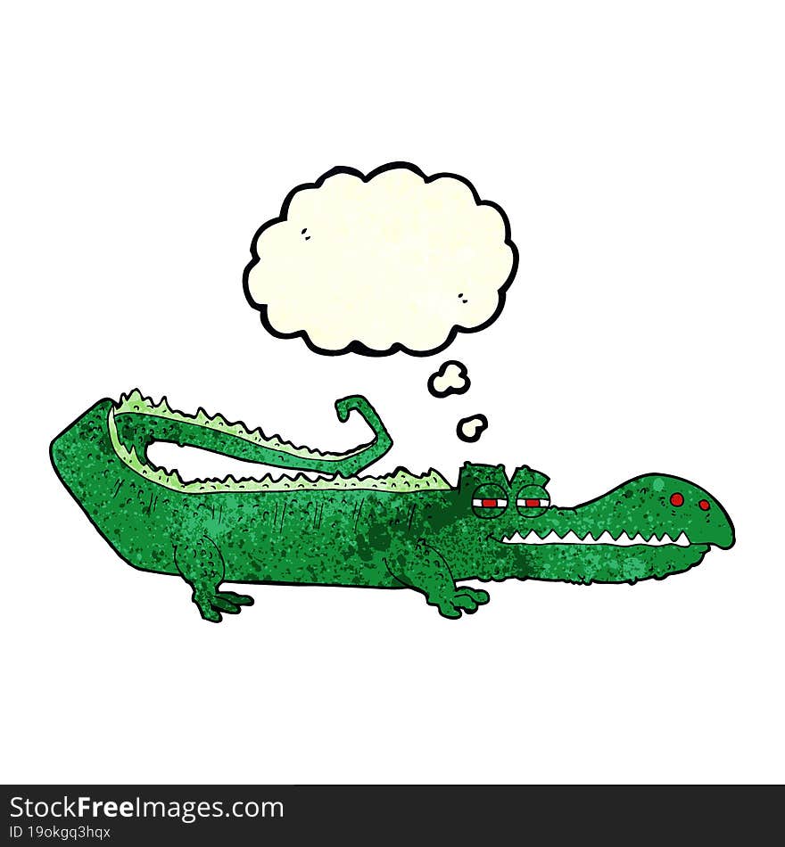 cartoon crocodile with thought bubble