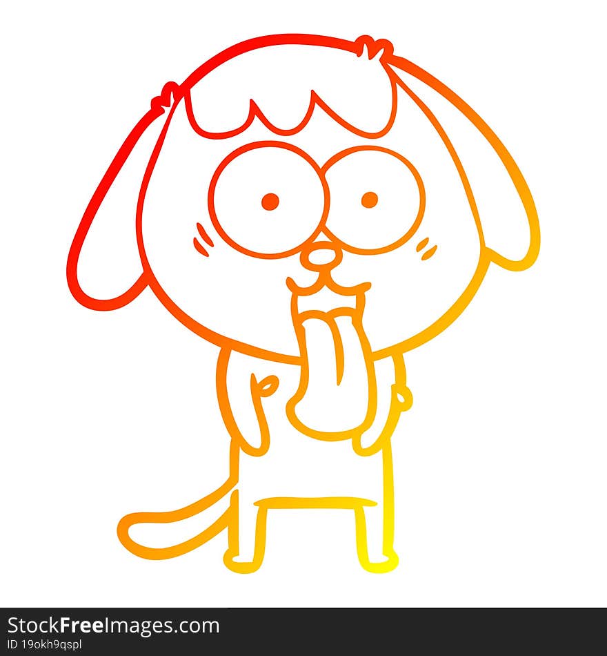 Warm Gradient Line Drawing Cute Cartoon Dog